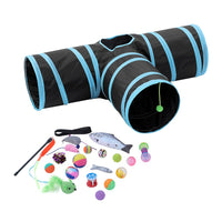 Thumbnail for YES4PETS Pet Cat Toys Tri-Tunnel Collapsible Tent Training Play Kitten Rabbit Tubes