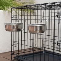 Thumbnail for YES4PETS 2 x Stainless Steel Pet Rabbit Bird Dog Cat Water Food Bowl Feeder Chicken Poultry Coop Cup 887ml