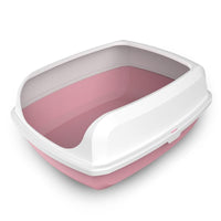 Thumbnail for YES4PETS 2 x Medium High Side Large Portable Open Cat Toilet Litter Box Tray House With Scoop Pink