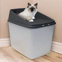 Thumbnail for YES4PETS XL Top Entry Cat Litter Box No Mess Large Enclosed Covered Kitty Tray