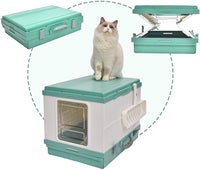 Thumbnail for YES4PETS XL Portable Cat Toilet Litter Box Tray Foldable House with Handle and Scoop Green