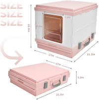 Thumbnail for YES4PETS XL Portable Cat Toilet Litter Box Tray Foldable House with Handle and Scoop Pink