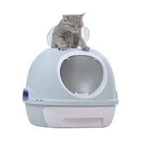 Thumbnail for YES4PETS Hooded Cat Toilet Litter Box Tray House With Drawer & Scoop Blue