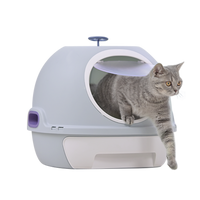 Thumbnail for YES4PETS Hooded Cat Toilet Litter Box Tray House With Drawer & Scoop Blue