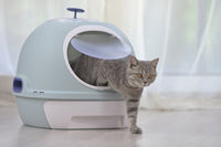 Thumbnail for YES4PETS Hooded Cat Toilet Litter Box Tray House With Drawer & Scoop Blue