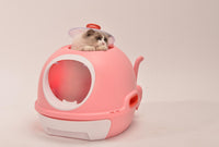 Thumbnail for YES4PETS Hooded Cat Toilet Litter Box Tray House With Drawer & Scoop Pink