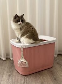 Thumbnail for YES4PETS XXL Top Entry Cat Litter Box No Mess Large Enclosed Covered Kitty Tray Pink