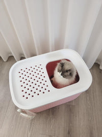 Thumbnail for YES4PETS XXL Top Entry Cat Litter Box No Mess Large Enclosed Covered Kitty Tray Pink