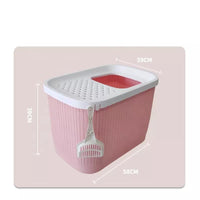 Thumbnail for YES4PETS XXL Top Entry Cat Litter Box No Mess Large Enclosed Covered Kitty Tray Pink