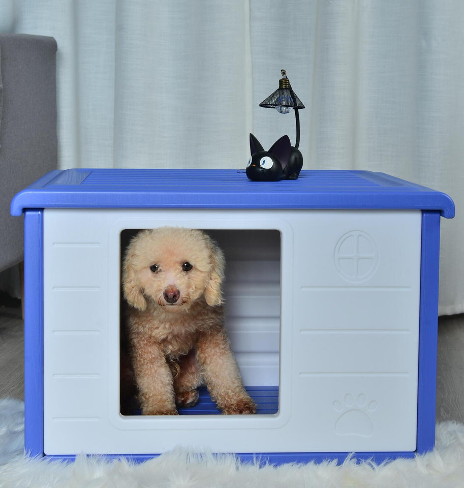 YES4PETS Small Plastic Pet Dog Puppy Cat House Kennel Blue Factory Savers