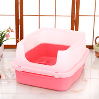 Thumbnail for YES4PETS Large Deep Cat Kitty Litter Tray High Wall Pet Toilet Grid Tray With Scoop Pink