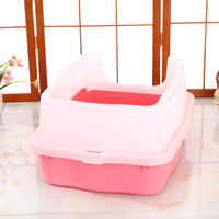 Thumbnail for YES4PETS Large Deep Cat Kitty Litter Tray High Wall Pet Toilet Grid Tray With Scoop Pink