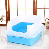 Thumbnail for YES4PETS Large Deep Cat Kitty Litter Tray High Wall Pet Toilet Tray With Scoop Blue