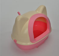 Thumbnail for YES4PETS Medium Hooded Cat Toilet Litter Box Tray House With Scoop Pink