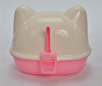 Thumbnail for YES4PETS Medium Hooded Cat Toilet Litter Box Tray House With Scoop Pink