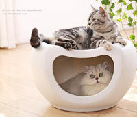 Thumbnail for YES4PETS Cat Kitten Bed Cave Small Dog House Kennel Plastic Pet Pod Bedding Igloo White