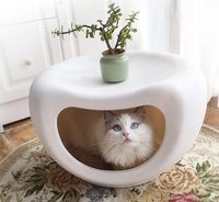 Thumbnail for YES4PETS Cat Kitten Bed Cave Small Dog House Kennel Plastic Pet Pod Bedding Igloo White