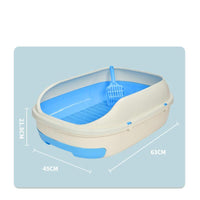 Thumbnail for YES4PETS Large Portable Cat Toilet Litter Box Tray with Scoop and Grid Tray-Blue