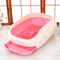 Thumbnail for YES4PETS Large Portable Cat Toilet Litter Box Tray with Scoop and Grid Tray-Pink