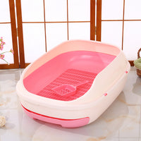 Thumbnail for YES4PETS Large Portable Cat Toilet Litter Box Tray with Scoop and Grid Tray-Pink