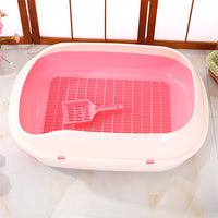 Thumbnail for YES4PETS Large Portable Cat Toilet Litter Box Tray with Scoop and Grid Tray-Pink