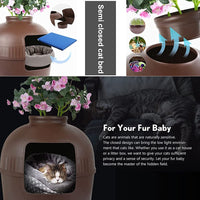 Thumbnail for YES4PETS Multifunctional Cat Litter Box Pet Cat House Semi-Enclosed Brown