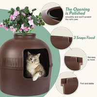 Thumbnail for YES4PETS Multifunctional Cat Litter Box Pet Cat House Semi-Enclosed Brown