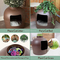 Thumbnail for YES4PETS Multifunctional Cat Litter Box Pet Cat House Semi-Enclosed Brown