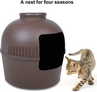 Thumbnail for YES4PETS Multifunctional Cat Litter Box Pet Cat House Semi-Enclosed Brown