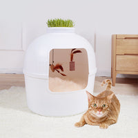 Thumbnail for YES4PETS Multifunctional Cat Litter Box Pet Cat House Semi-Enclosed White