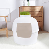 Thumbnail for YES4PETS Multifunctional Cat Litter Box Pet Cat House Semi-Enclosed White