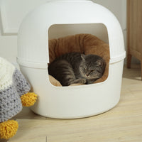 Thumbnail for YES4PETS Multifunctional Cat Litter Box Pet Cat House Semi-Enclosed White