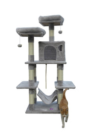 Thumbnail for YES4PETS 145 cm Cat Scratching Post Tree Scratcher Pole-Little Grey