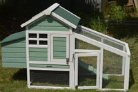 Thumbnail for YES4PETS Green Small Chicken coop with nesting box for 2 Chickens / Rabbit Hutch