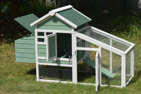 Thumbnail for YES4PETS Green Small Chicken coop with nesting box for 2 Chickens / Rabbit Hutch