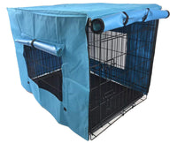 Thumbnail for YES4PETS 24' Dog Cat Rabbit Collapsible Crate Pet Cage Canvas Cover Blue