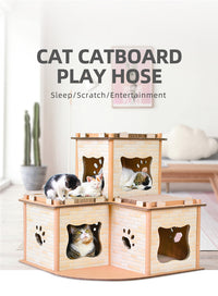 Thumbnail for YES4PETS Cat Cardboard House Tower Condo Scratcher Pet Post Pad Mat Furniture