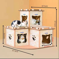 Thumbnail for YES4PETS Cat Cardboard House Tower Condo Scratcher Pet Post Pad Mat Furniture