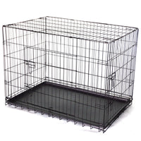 Thumbnail for YES4PETS 30' Collapsible Metal Dog Crate Cage Cat Carrier With Tray
