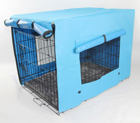 Thumbnail for YES4PETS 48' Portable Foldable Dog Cat Rabbit Collapsible Crate Pet Cage with Cover Mat Blue