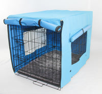 Thumbnail for YES4PETS 48' Portable Foldable Dog Cat Rabbit Collapsible Crate Pet Cage with Cover Mat Blue