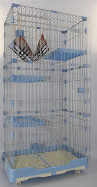 Thumbnail for YES4PETS 179 cm Blue Pet 4 Level Cat Cage House With Litter Tray & Wheel 82x57x179 CM