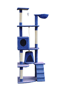 Thumbnail for YES4PETS 193cm Cat Scratching Tree Post Sisal Pole Scratching Post Scratcher Tower Condo Blue