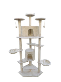 Thumbnail for YES4PETS 200 cm Cat Scratching Post Tree Scratcher Corner Tower Furniture- Beige