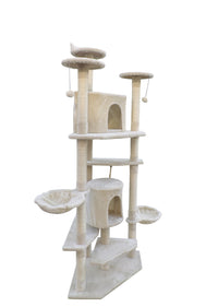 Thumbnail for YES4PETS 200 cm Cat Scratching Post Tree Scratcher Corner Tower Furniture- Beige