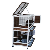 Thumbnail for YES4PETS 118 cm XL Double Storey Rabbit Hutch Guinea Pig Cat Cage , Ferret cage Cat W Pull Out Tray