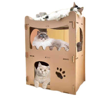 Thumbnail for YES4PETS Cat Cardboard House Tower Condo Scratcher Pet Post Furniture Double Storey