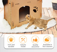 Thumbnail for YES4PETS Cat Cardboard House Tower Condo Scratcher Pet Post Furniture Double Storey