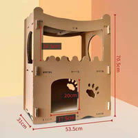 Thumbnail for YES4PETS Cat Cardboard House Tower Condo Scratcher Pet Post Furniture Double Storey