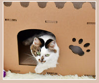 Thumbnail for YES4PETS Cat Cardboard House Tower Condo Scratcher Pet Post Furniture Double Storey